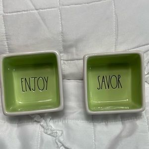 NIB Rae Dunn small dip dishes SAVOR and ENJOY